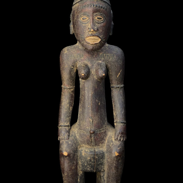 Seated Wooden Female Figure - Senufo People, Ivory Coast
