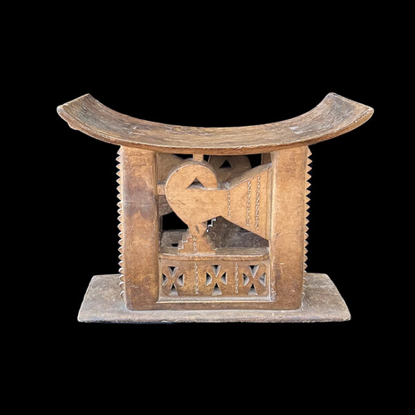 Traditional Ashanti Stool with Sankofa Bird- Ashanti people, Ghana